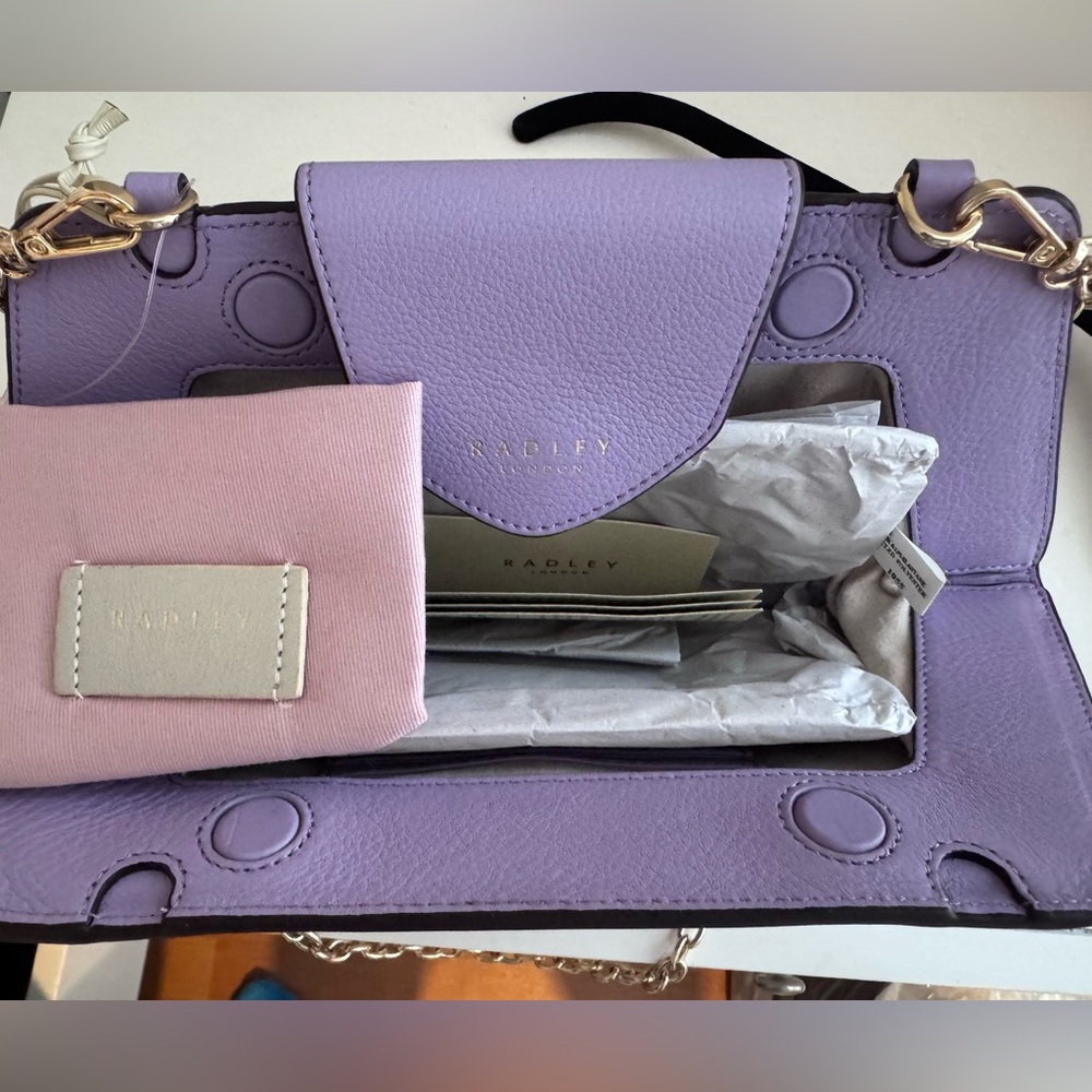 NWT Radley London leather clutch purse with chain. - Picture 8 of 12